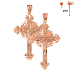 14K or 18K Gold Budded Glory Crucifix Earrings