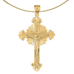 10K, 14K or 18K Gold Budded Glory Crucifix Pendant