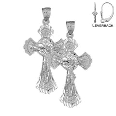 14K or 18K Gold Budded Crucifix Earrings