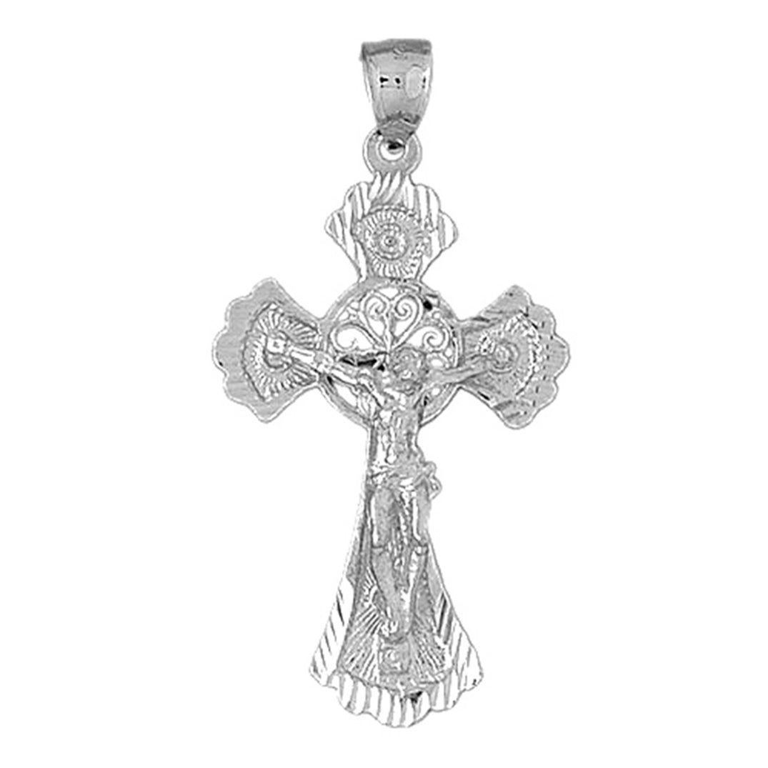 10K, 14K or 18K Gold Budded Crucifix Pendant