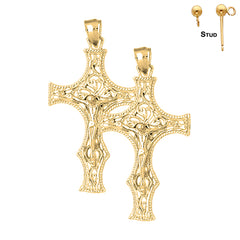 14K or 18K Gold Vine Crucifix Earrings