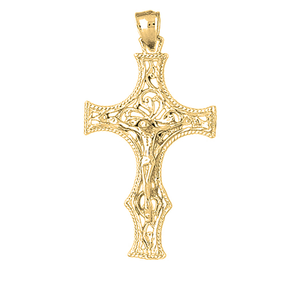 10K, 14K or 18K Gold Vine Crucifix Pendant