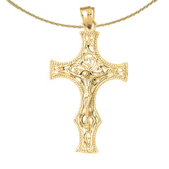 10K, 14K or 18K Gold Vine Crucifix Pendant