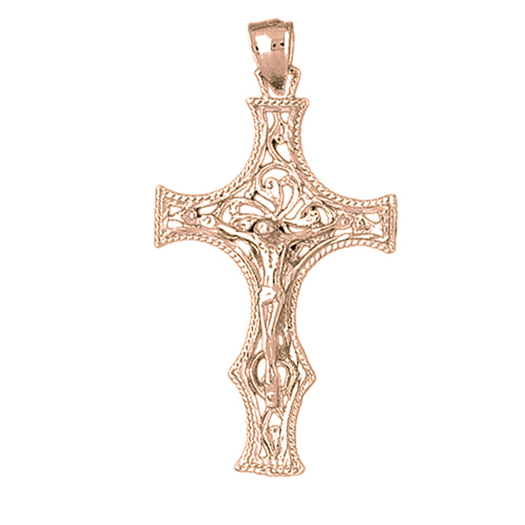 10K, 14K or 18K Gold Vine Crucifix Pendant