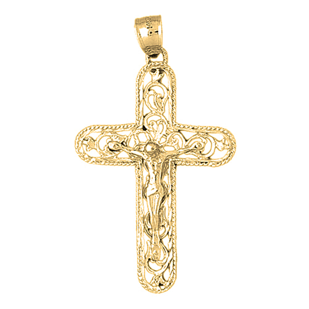 10K, 14K or 18K Gold Vine Crucifix Pendant