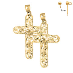 14K or 18K Gold Vine Crucifix Earrings