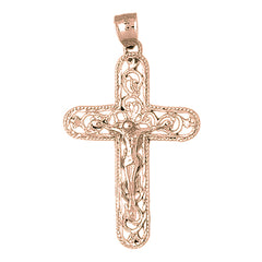 10K, 14K or 18K Gold Vine Crucifix Pendant