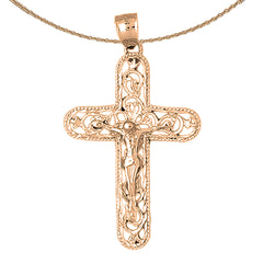 10K, 14K or 18K Gold Vine Crucifix Pendant