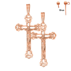 14K or 18K Gold Budded Crucifix Earrings