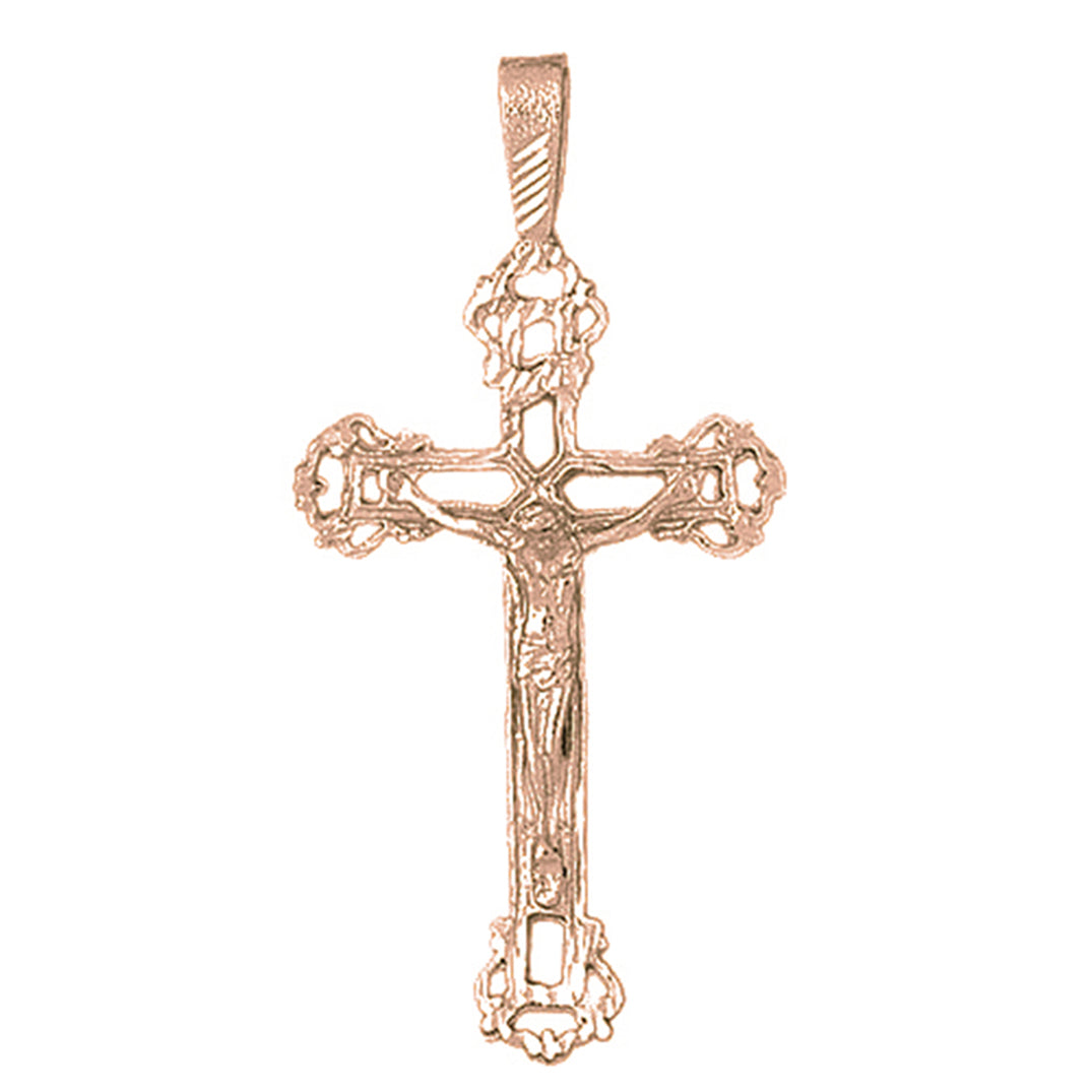 10K, 14K or 18K Gold Budded Crucifix Pendant