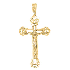 10K, 14K or 18K Gold Budded Crucifix Pendant