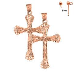 14K or 18K Gold Budded Crucifix Earrings