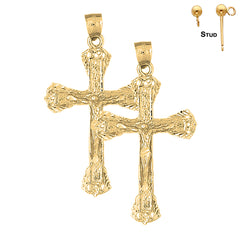 14K or 18K Gold Budded Crucifix Earrings