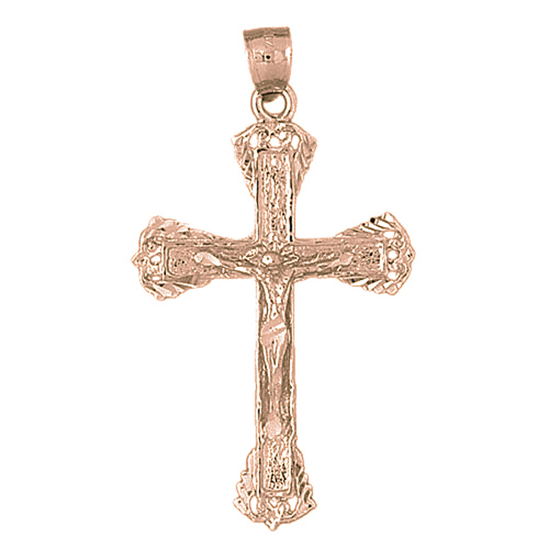 10K, 14K or 18K Gold Budded Crucifix Pendant