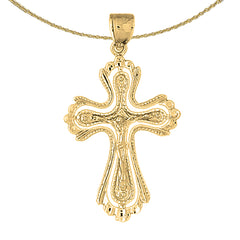 10K, 14K or 18K Gold Budded Crucifix Pendant