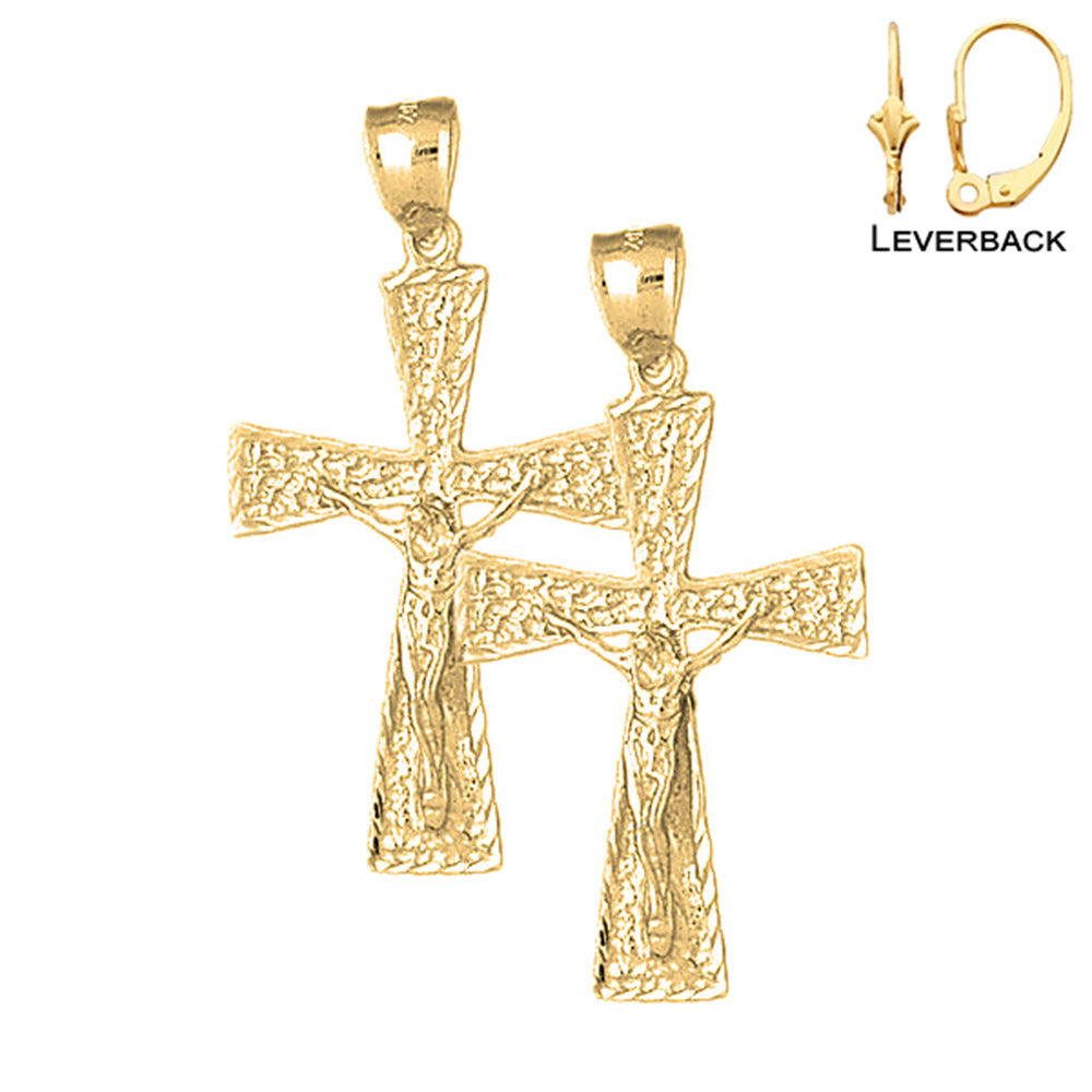 14K or 18K Gold Teutonic Crucifix Earrings