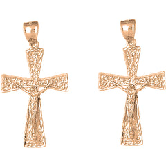 14K or 18K Gold 45mm Teutonic Crucifix Earrings