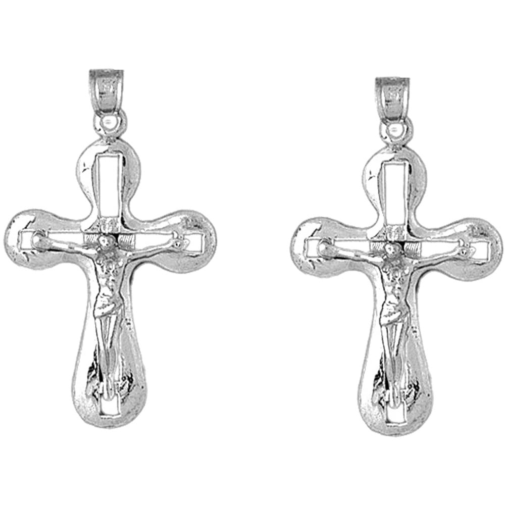 Sterling Silver 38mm Crucifix Earrings
