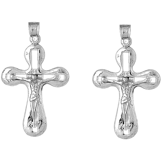 Sterling Silver 38mm Crucifix Earrings