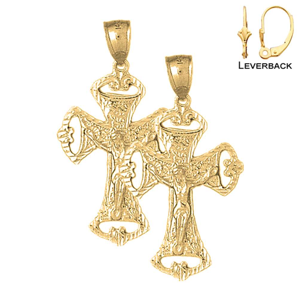 14K or 18K Gold Crucifix Earrings