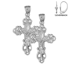 14K or 18K Gold Budded Crucifix Earrings