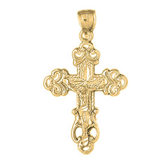 10K, 14K or 18K Gold Budded Crucifix Pendant