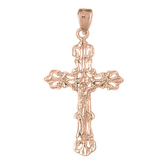 10K, 14K or 18K Gold Budded Crucifix Pendant