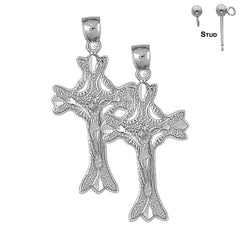 14K or 18K Gold Budded Crucifix Earrings