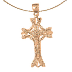 10K, 14K or 18K Gold Budded Crucifix Pendant