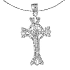 10K, 14K or 18K Gold Budded Crucifix Pendant