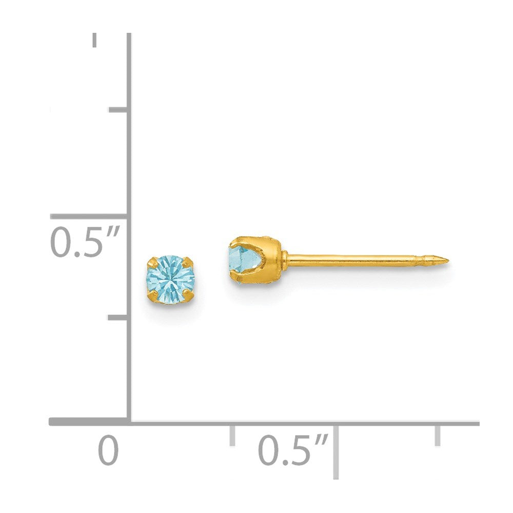 Inverness 24K Gold-plated March Lt Blue Crystal Birthstone Earrings