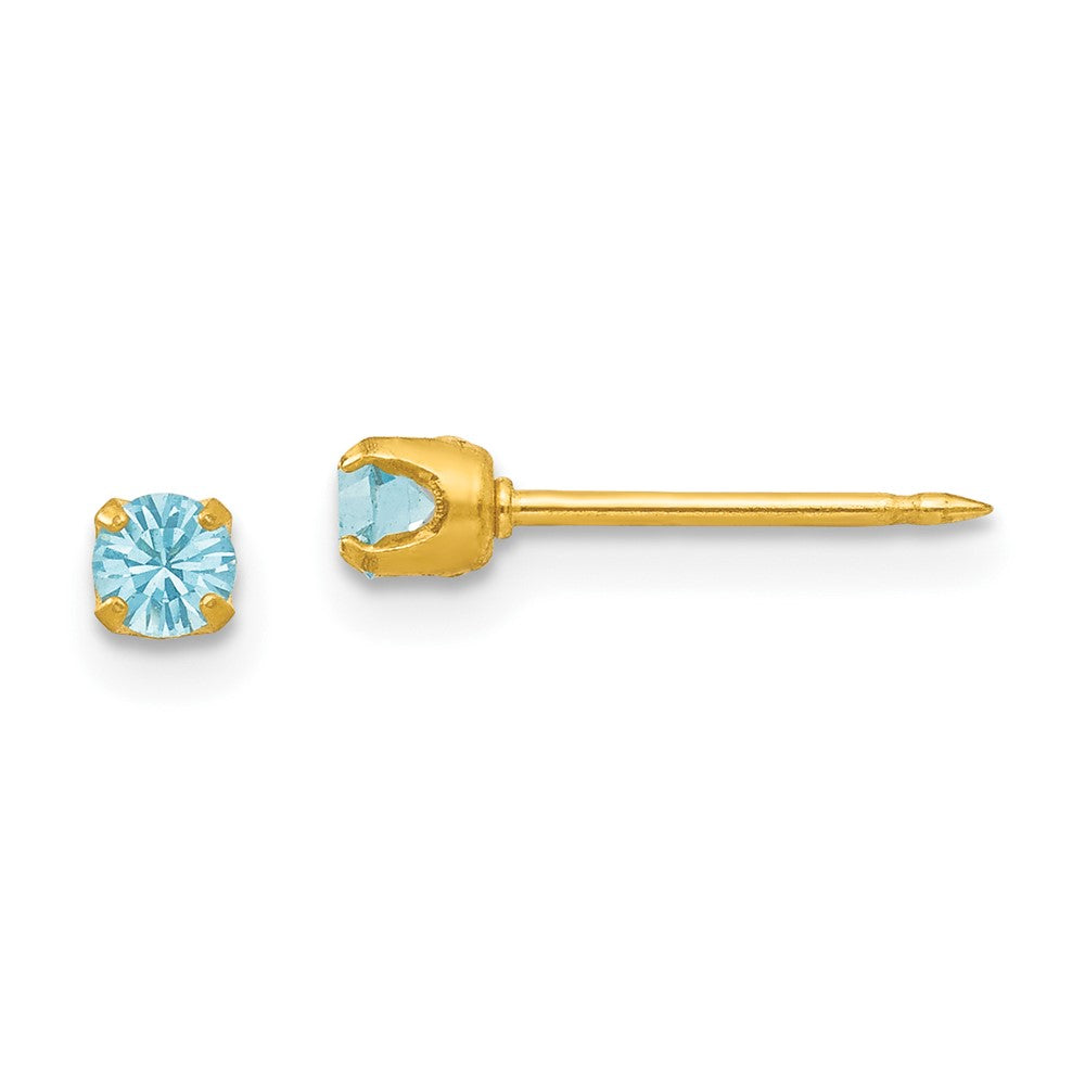 Inverness 24K Gold-plated March Lt Blue Crystal Birthstone Earrings