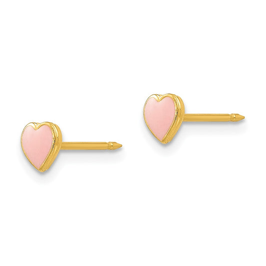 Inverness 24K Gold-plated Pink Enamel Heart Earrings