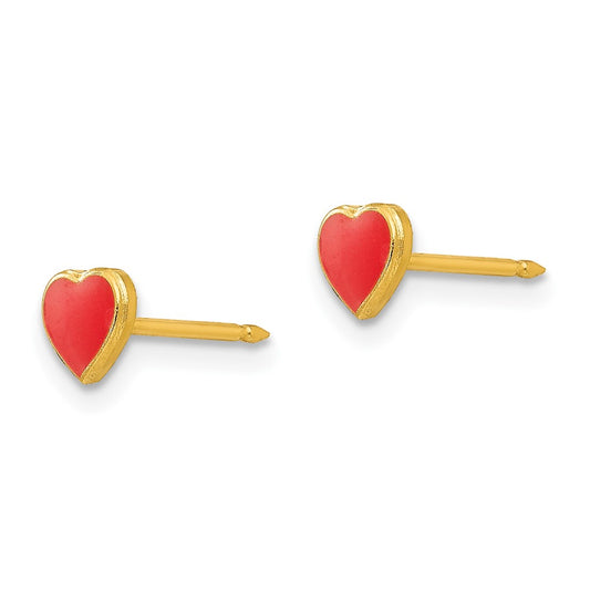 Inverness 24K Gold-plated Red Enamel Heart Earrings