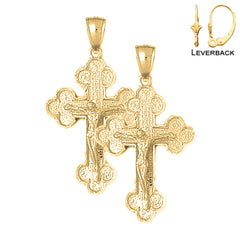 14K or 18K Gold Budded Crucifix Earrings