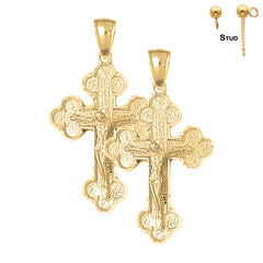 14K or 18K Gold Budded Crucifix Earrings
