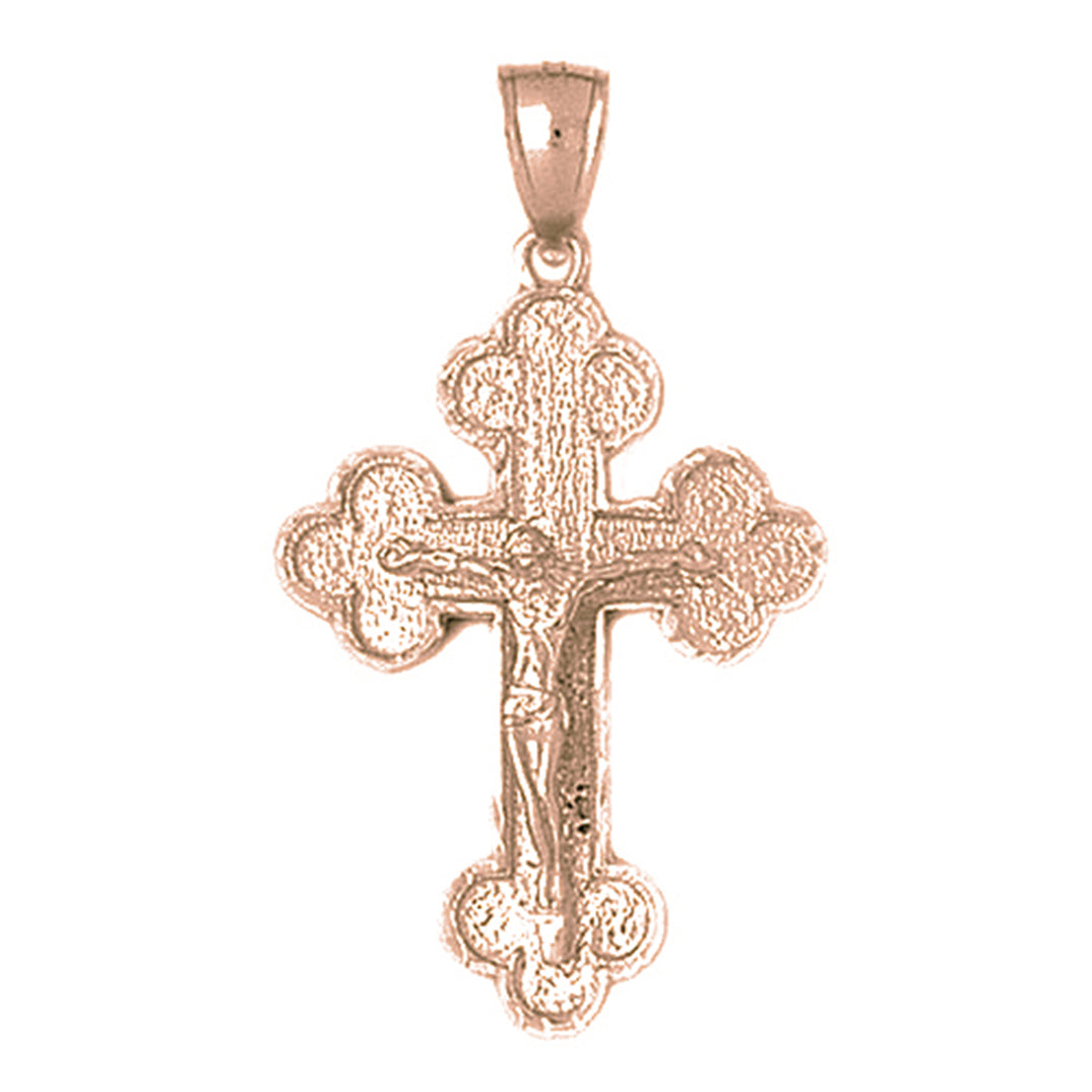 10K, 14K or 18K Gold Budded Crucifix Pendant