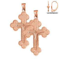 14K or 18K Gold Budded Crucifix Earrings