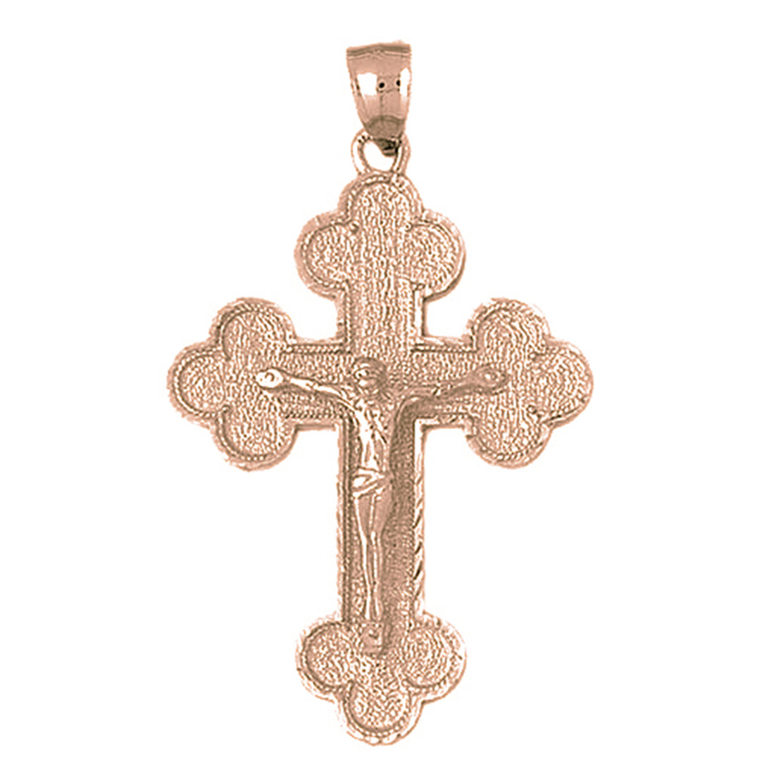 10K, 14K or 18K Gold Budded Crucifix Pendant