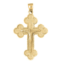 10K, 14K or 18K Gold Budded Crucifix Pendant