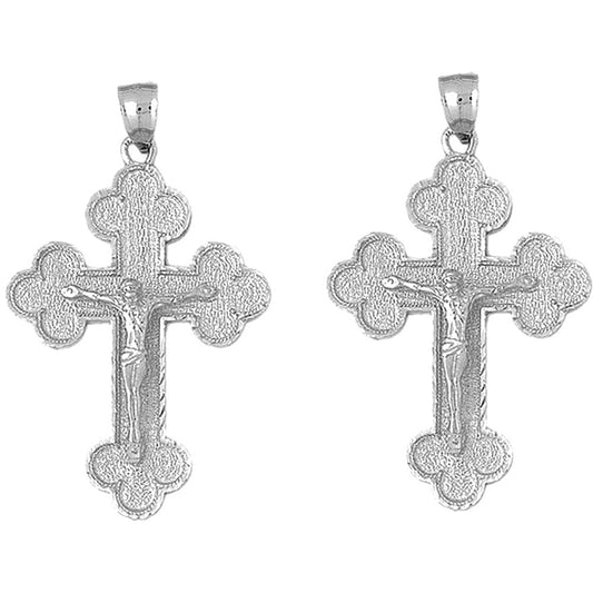 Sterling Silver 45mm Budded Crucifix Earrings