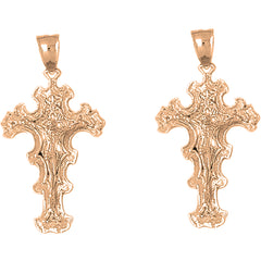 14K or 18K Gold 44mm Crucifix Earrings