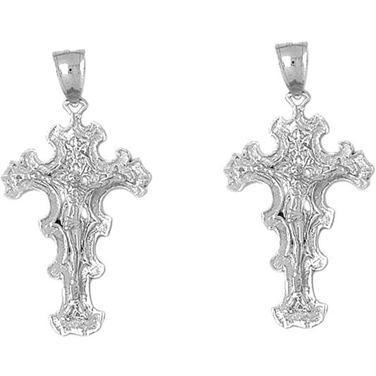 Sterling Silver 44mm Crucifix Earrings
