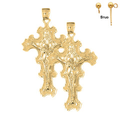 14K or 18K Gold Crucifix Earrings