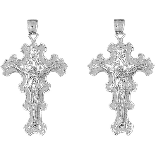 Sterling Silver 55mm Crucifix Earrings