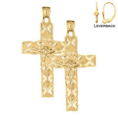 Pendientes de Crucifijo Latino de Oro de 14K o 18K