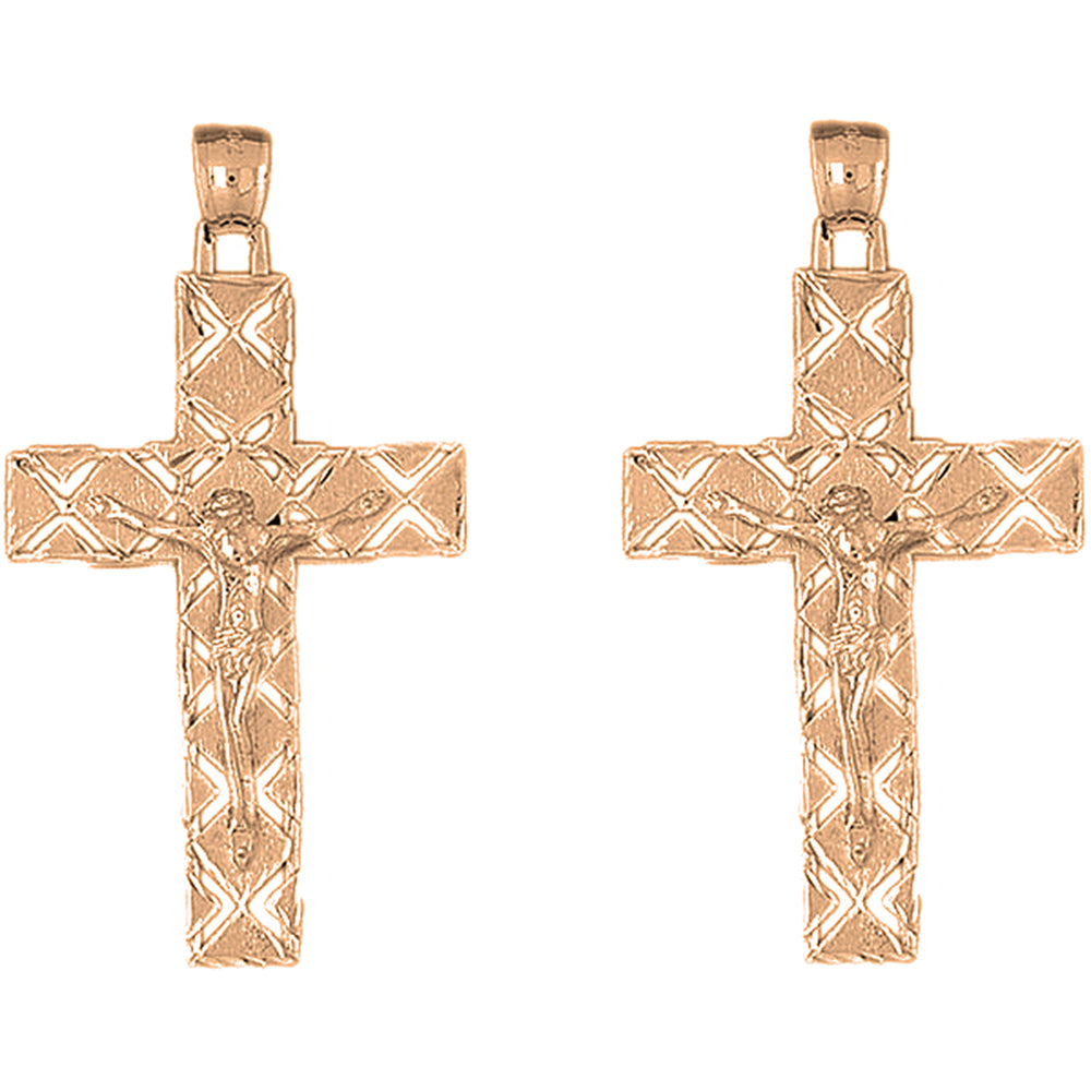 14K or 18K Gold 57mm Latin Crucifix Earrings