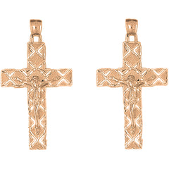 14K or 18K Gold 57mm Latin Crucifix Earrings