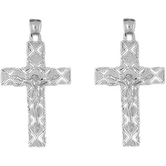 Sterling Silver 57mm Latin Crucifix Earrings