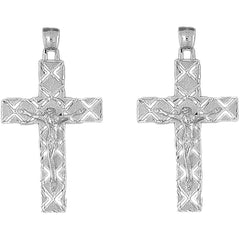 14K or 18K Gold 57mm Latin Crucifix Earrings